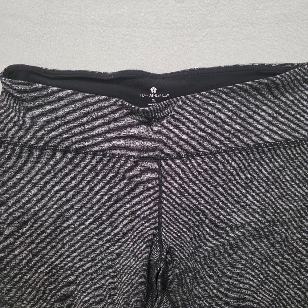 Tuff Athletics Gray Space Dye Yoga Leggings XL Cropped Performance Tights Zipped - Picture 2 of 7